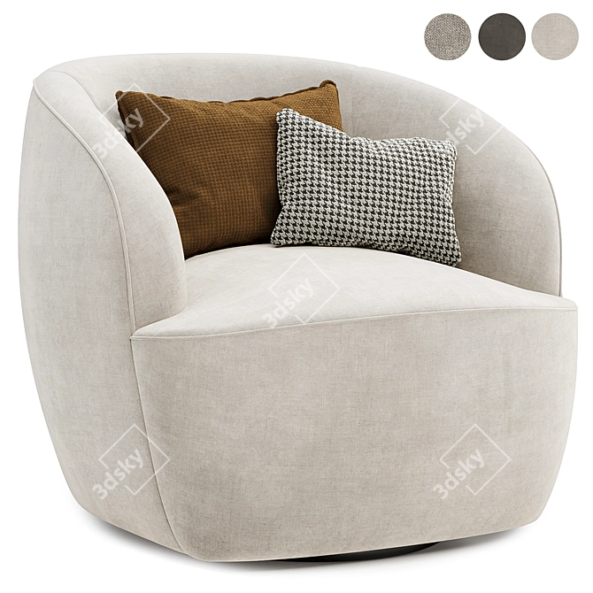 Luxurious Ivory Boucle Accent Chair 3D model image 1