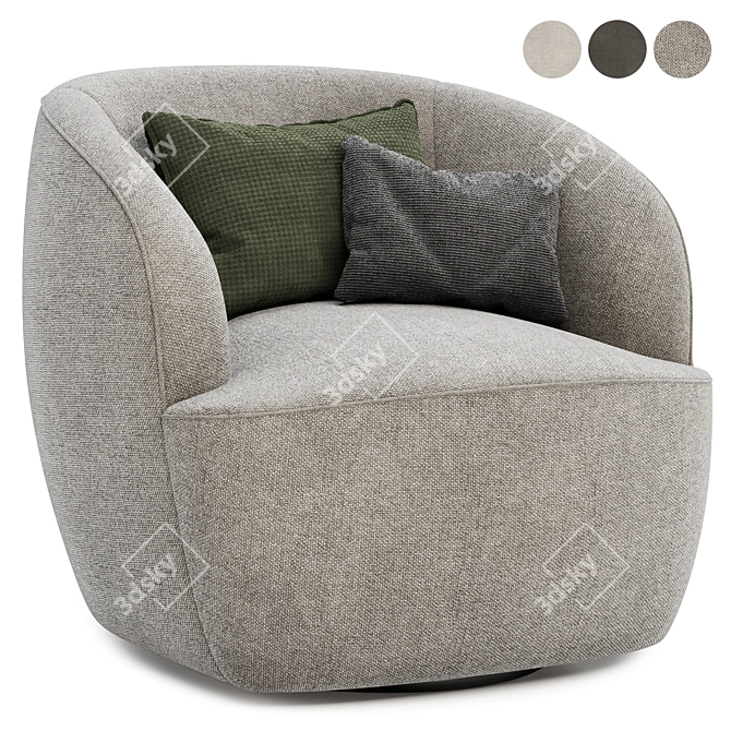 Luxurious Ivory Boucle Accent Chair 3D model image 3
