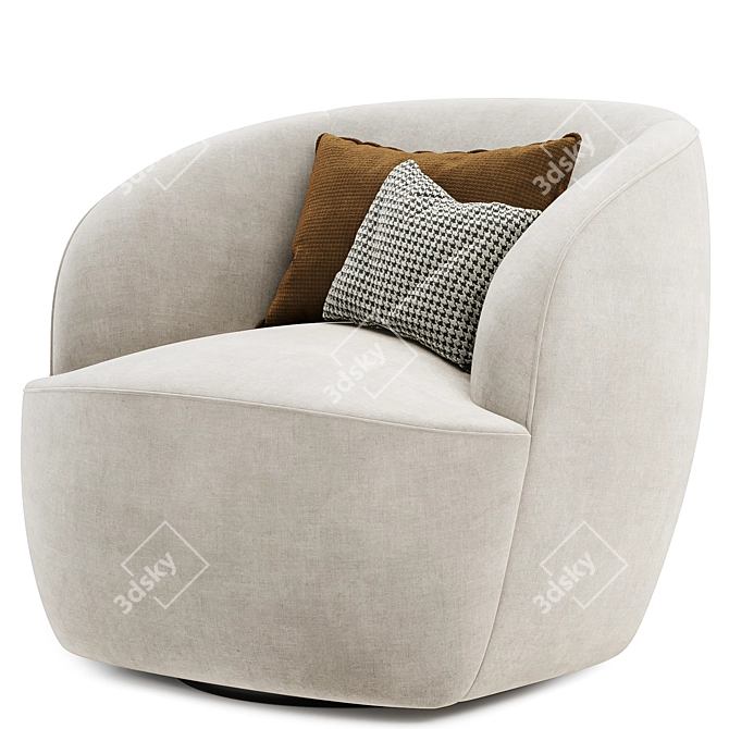Luxurious Ivory Boucle Accent Chair 3D model image 4