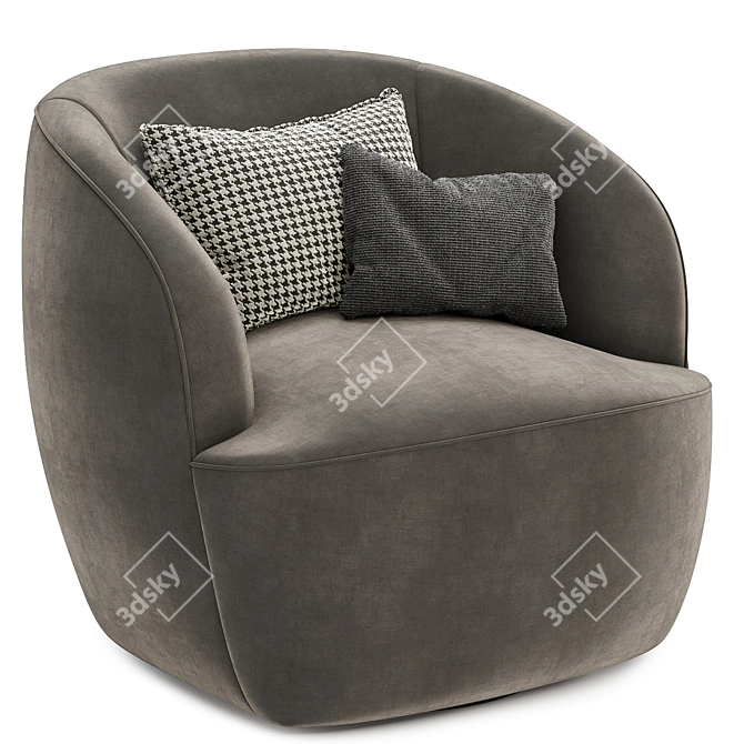 Luxurious Ivory Boucle Accent Chair 3D model image 6