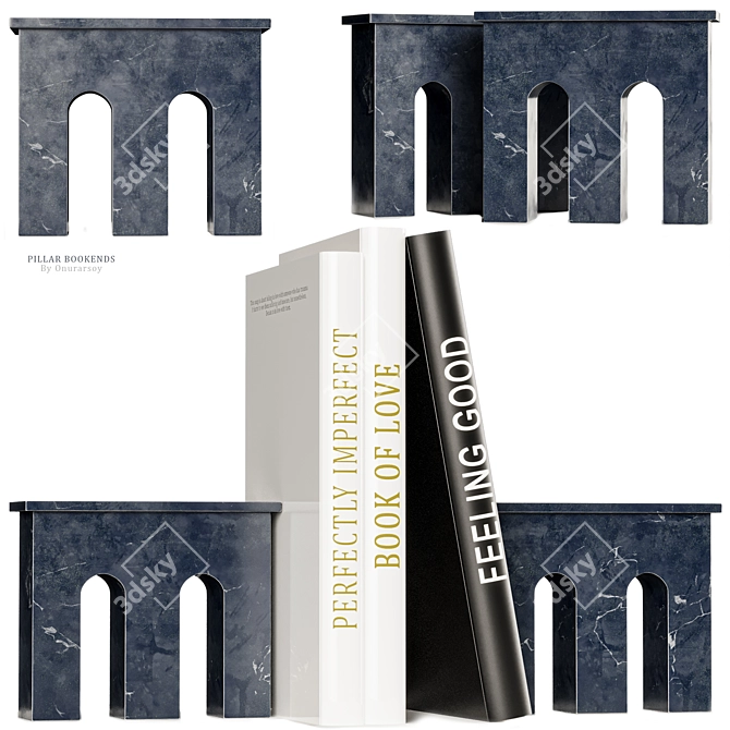 Elegant Marble Bookends & Decor 3D model image 1