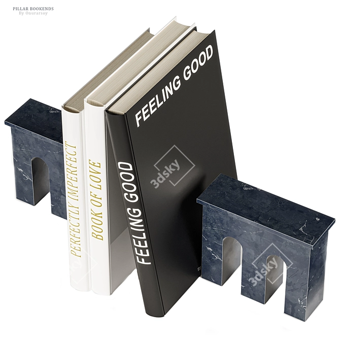 Elegant Marble Bookends & Decor 3D model image 4