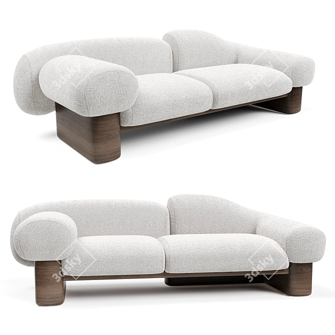 Elegant Overlay Oak Silk Sofa 3D model image 1