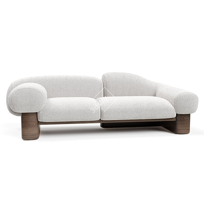 Elegant Overlay Oak Silk Sofa 3D model image 2