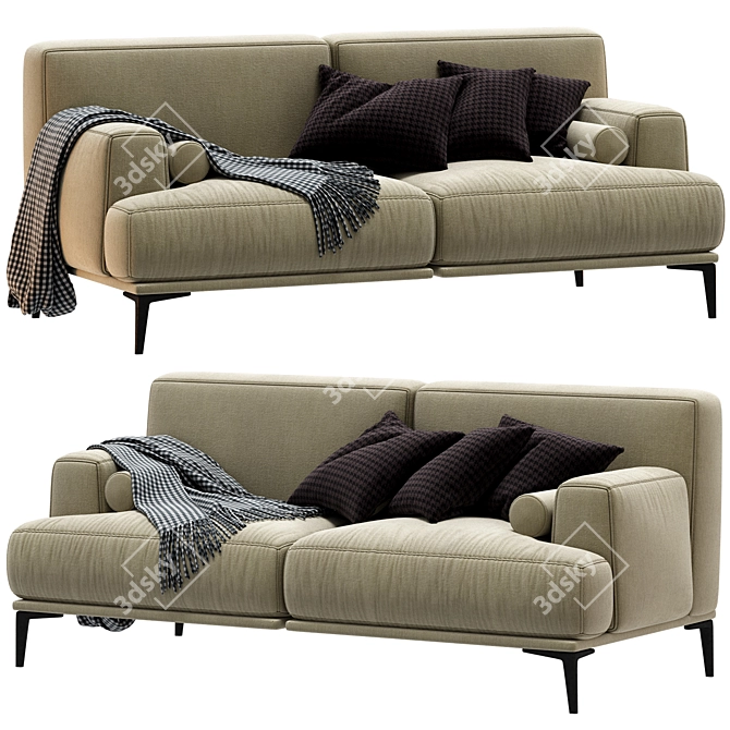 Stylish Abisko 2-Seater Sofa 3D model image 1