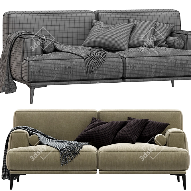 Stylish Abisko 2-Seater Sofa 3D model image 3