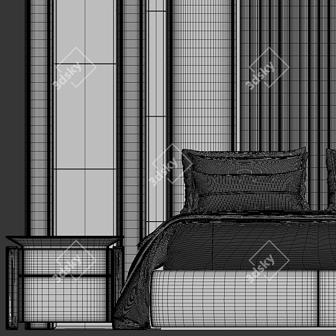 Elve Luxury Bed Frame 3D model image 5