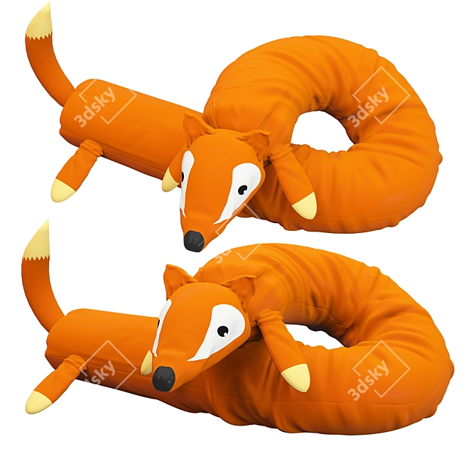 Cozy Long Fox Pillow Plush 3D model image 1