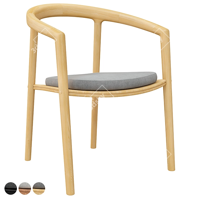 Teak Solid Dining Armchair 3D model image 1