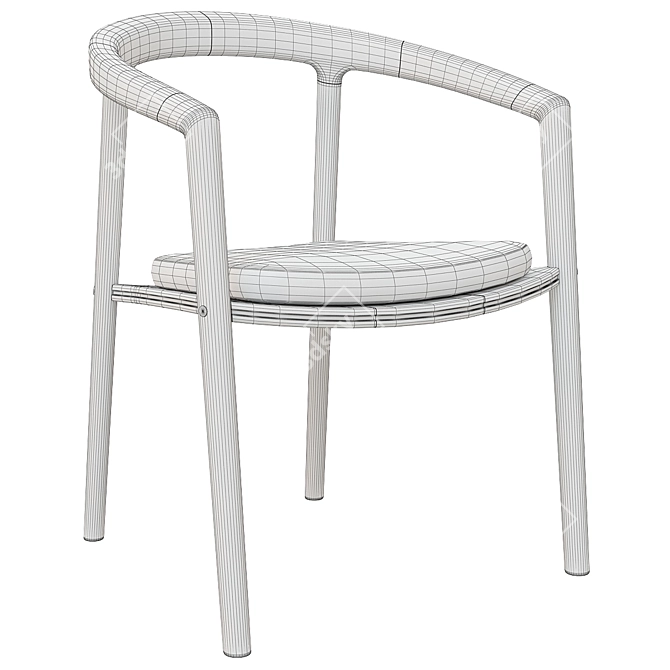 Teak Solid Dining Armchair 3D model image 6