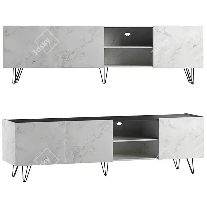 Leman-2 TV Stand, Marble Finish 3D model image 1