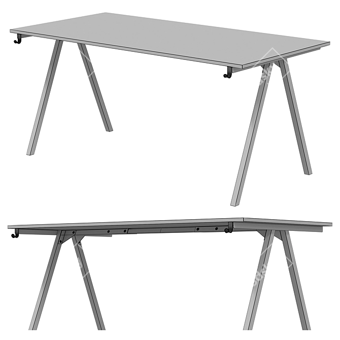 Modern Writing Desk, IKEA TROTTEN 3D model image 4