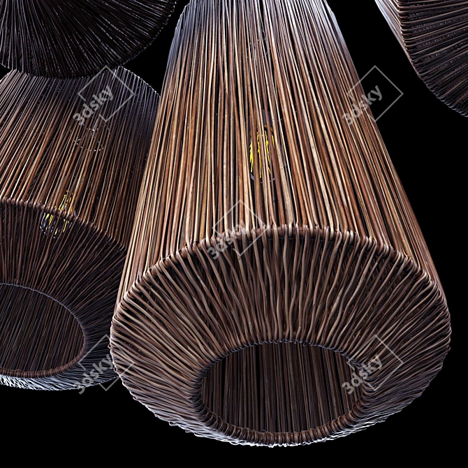 Rattan Barrel Chandelier, 3D Model 3D model image 4