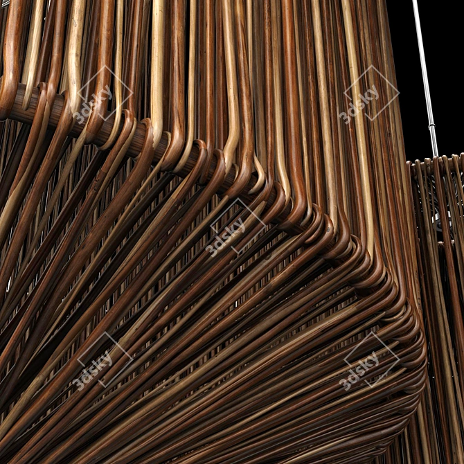 Rattan Barrel Chandelier, 3D Model 3D model image 5