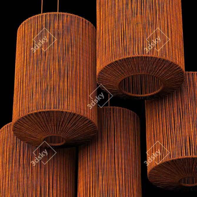 Rattan Barrel Chandelier, 3D Model 3D model image 7