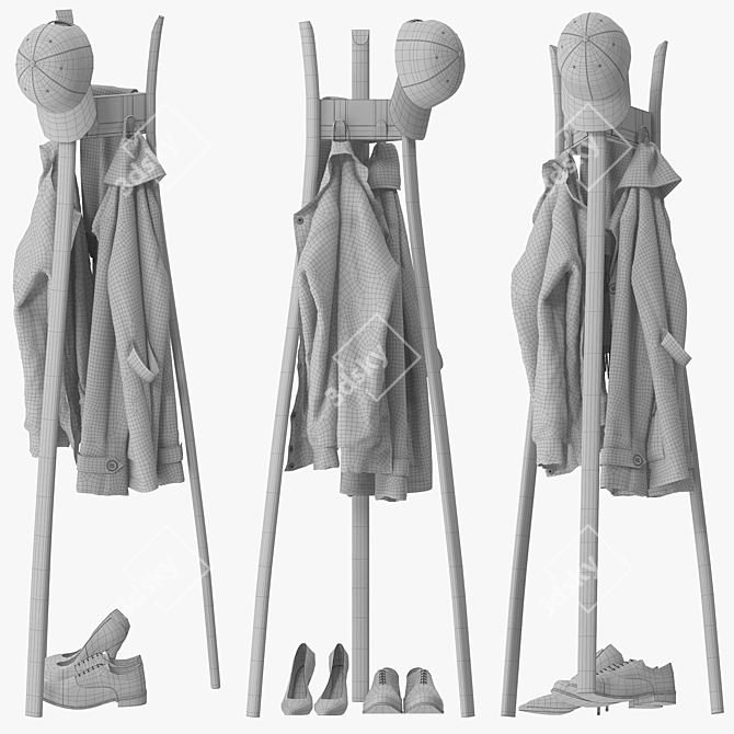 Modern Aki Coat Rack Stand 3D model image 5