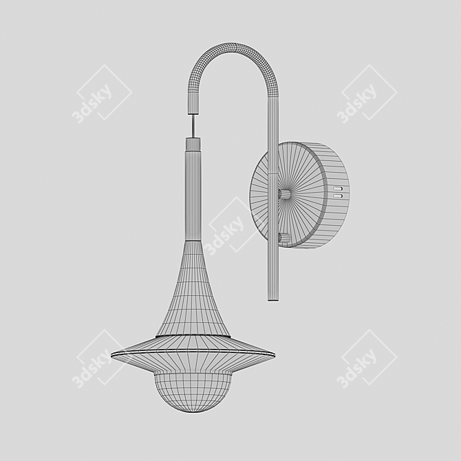 Gold LED Wall Sconce Fixture 3D model image 2