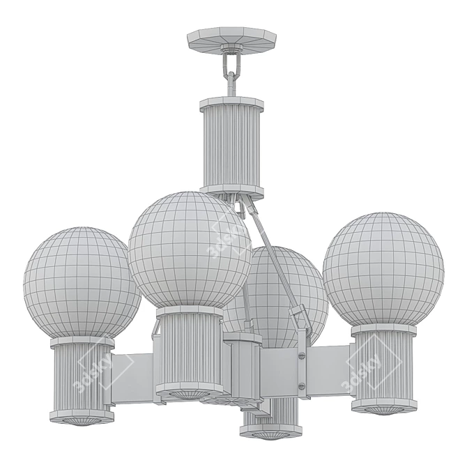 Elegant Deco Brushed Nickel Chandelier 3D model image 2