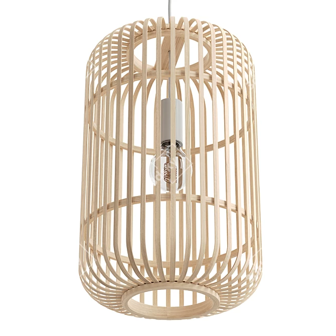 Bamboo Wood Pendant Light Fixture 3D model image 5