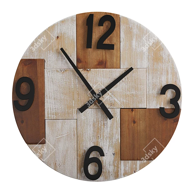 Rustic Light Wood Wall Clock 3D model image 2