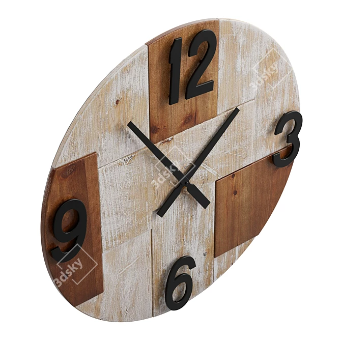 Rustic Light Wood Wall Clock 3D model image 4