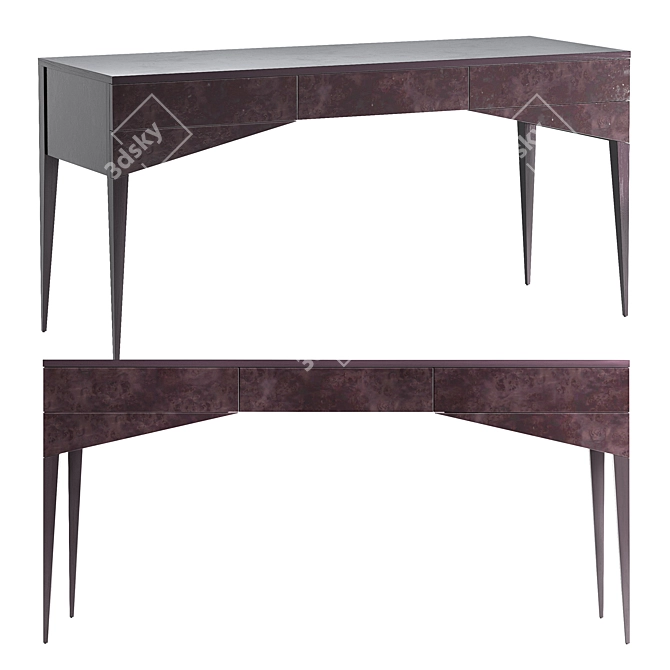 CB2 Spillo 3-Drawer Wood Desk 3D model image 1