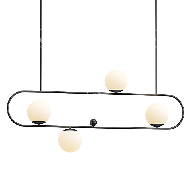 Sleek Black Horizontal Balance Chandelier 3D model image 1