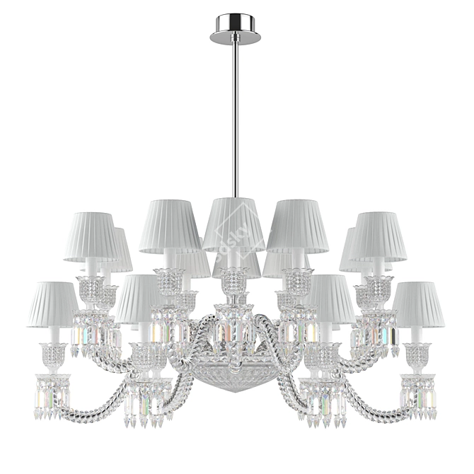 Elegant Oval LED Crystal Chandelier 3D model image 2