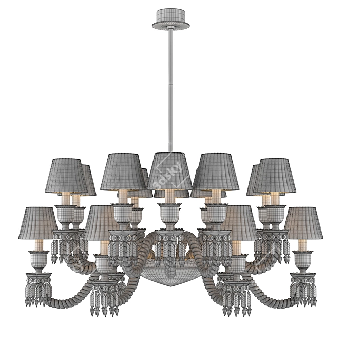 Elegant Oval LED Crystal Chandelier 3D model image 8