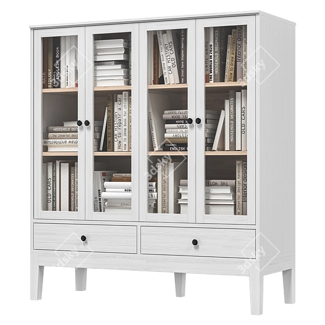 Glass Double-Leaf Cabinet Bookcase Shelf 3D model image 2