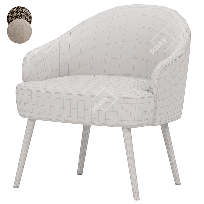 Platino Bergamo Modern Armchair Set 3D model image 5