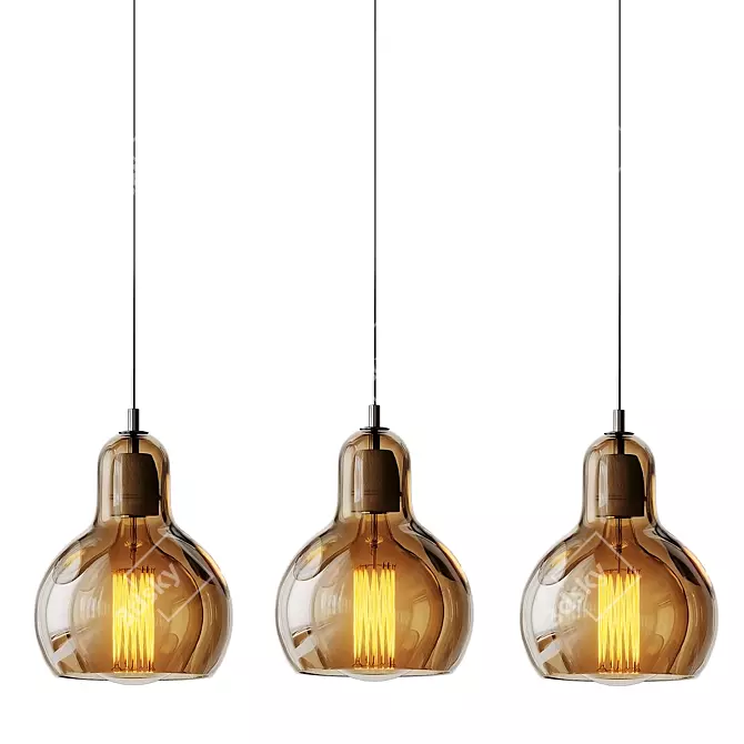 Gourd Glass Hanging Pendant Light 3D model image 2