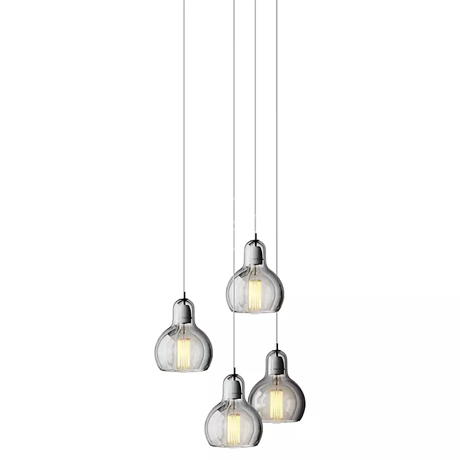 Gourd Glass Hanging Pendant Light 3D model image 3