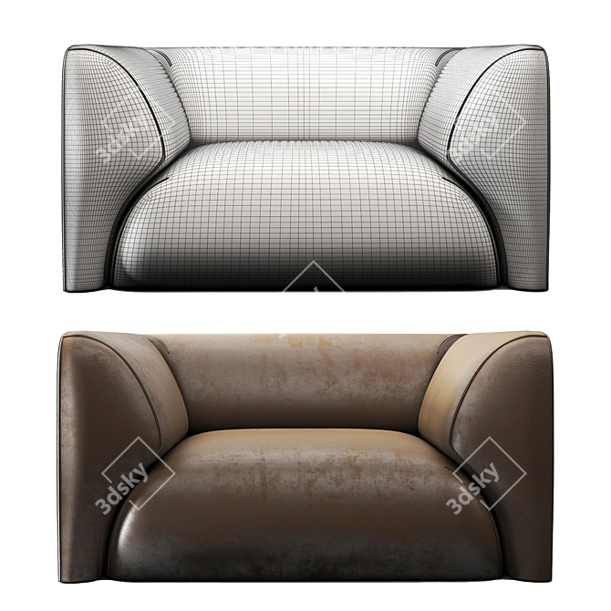 Sophie Leather Armchair by Ferrarini 3D model image 3