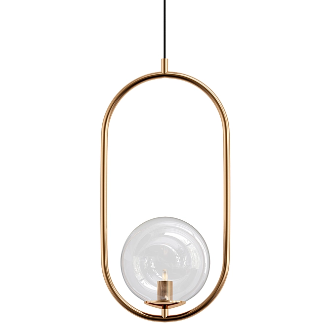 Elegant Gold Oval Pendant Light 3D model image 1
