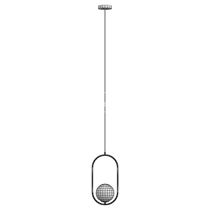 Elegant Gold Oval Pendant Light 3D model image 2