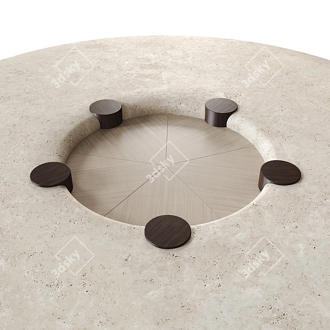 Nova Travertine High Table Ensemble 3D model image 7