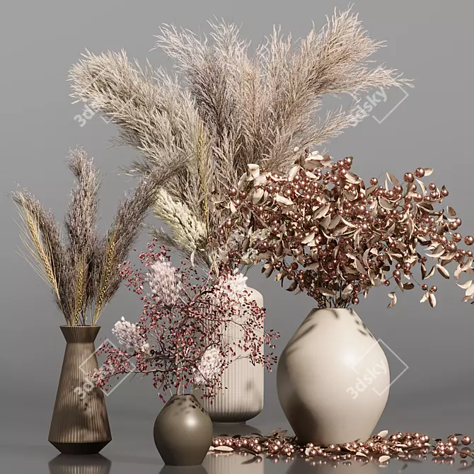 Colorful Pampas Grass Bundle 3D model image 1