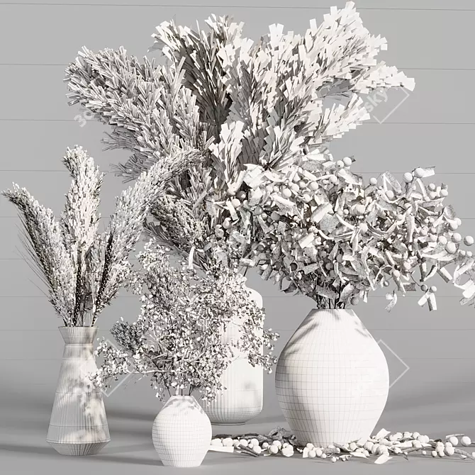 Colorful Pampas Grass Bundle 3D model image 5