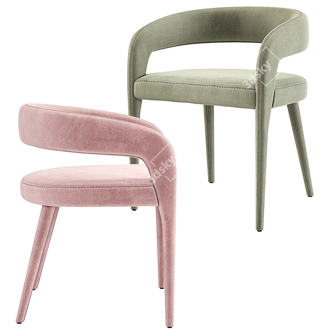 Elegant Lisette Velvet Dining Armchair 3D model image 3