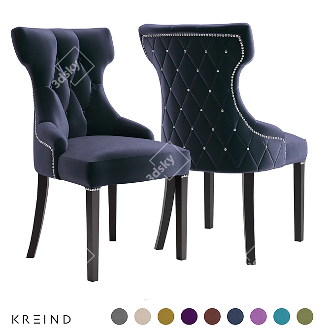 Multi-Color Floral Velvet Chair 3D model image 1