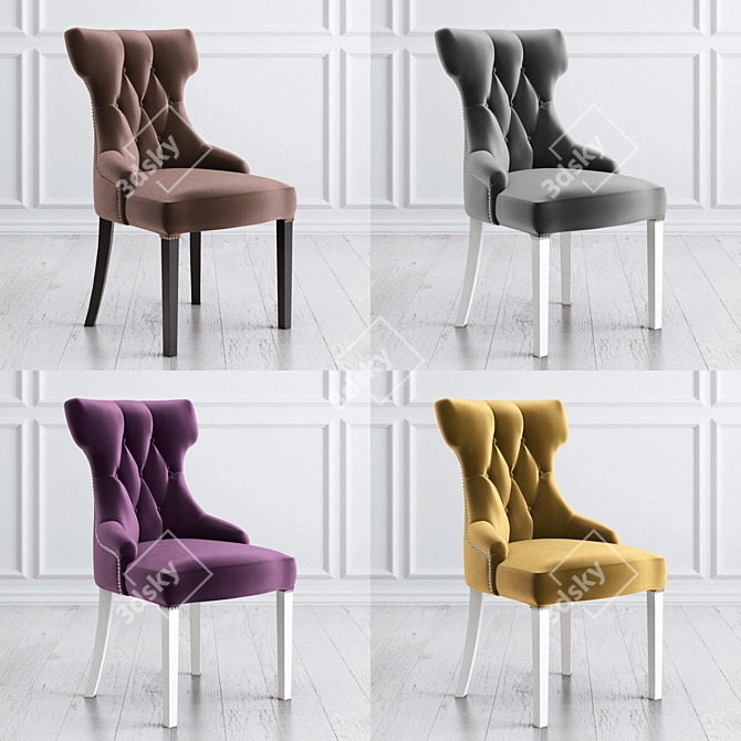 Multi-Color Floral Velvet Chair 3D model image 6