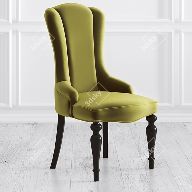  Floral Velvet Wooden Chair - Collection Piece 3D model image 6