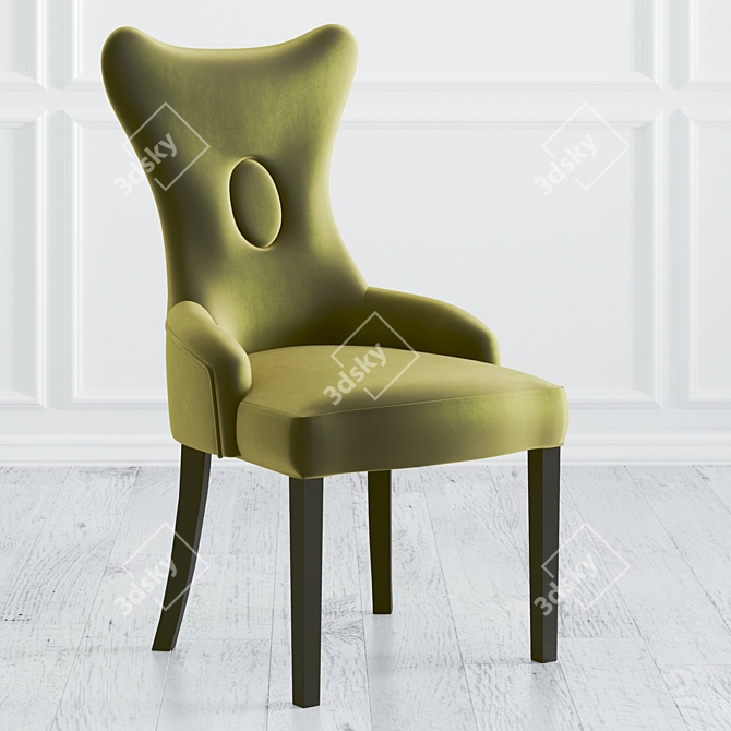 Luxurious Microvelvet and Wood Chair 3D model image 2