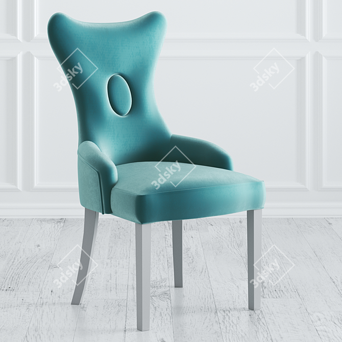 Luxurious Microvelvet and Wood Chair 3D model image 3