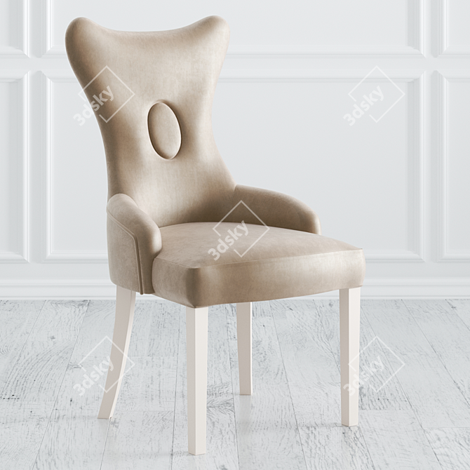 Luxurious Microvelvet and Wood Chair 3D model image 4