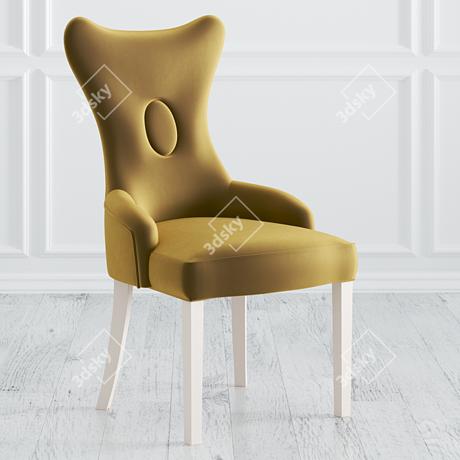 Luxurious Microvelvet and Wood Chair 3D model image 6