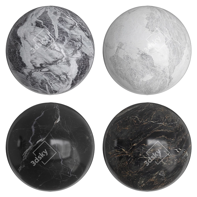 Multi-Color Marble Tile Set 3D model image 1