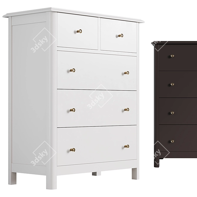 Homfa Horizontal Dresser: 5 Drawers 3D model image 2