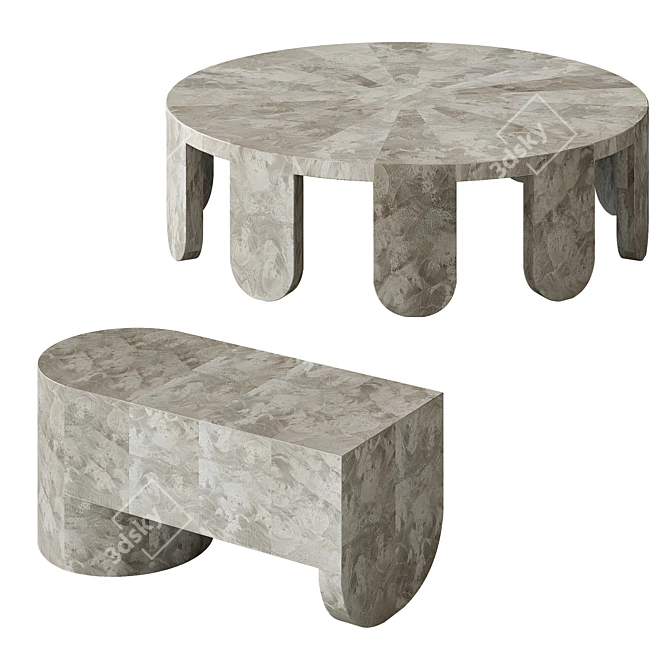 "White Walnut Briar Wood Gueridons 3D model image 1